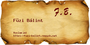 Füzi Bálint névjegykártya
